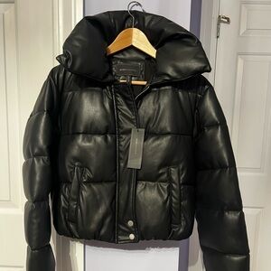 BCBG Faux Leather Puffer Coat